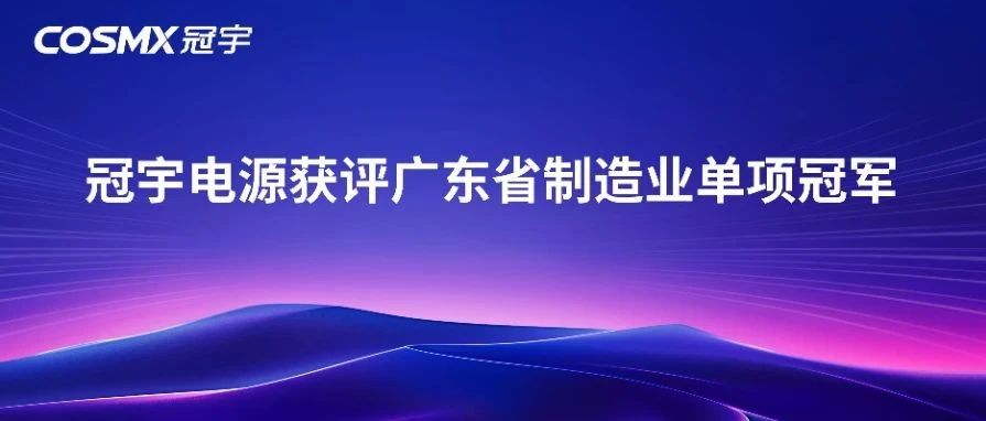 喜报！冠宇电源获评广东省制造业单项冠军